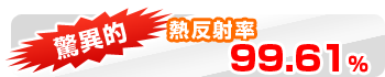 驚異的な熱反射率99.61%